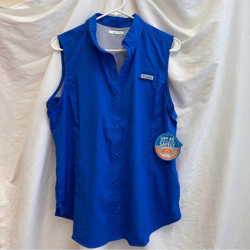 Columbia Women's Vibrant Blue Sleeveless Blouse NEW size Large